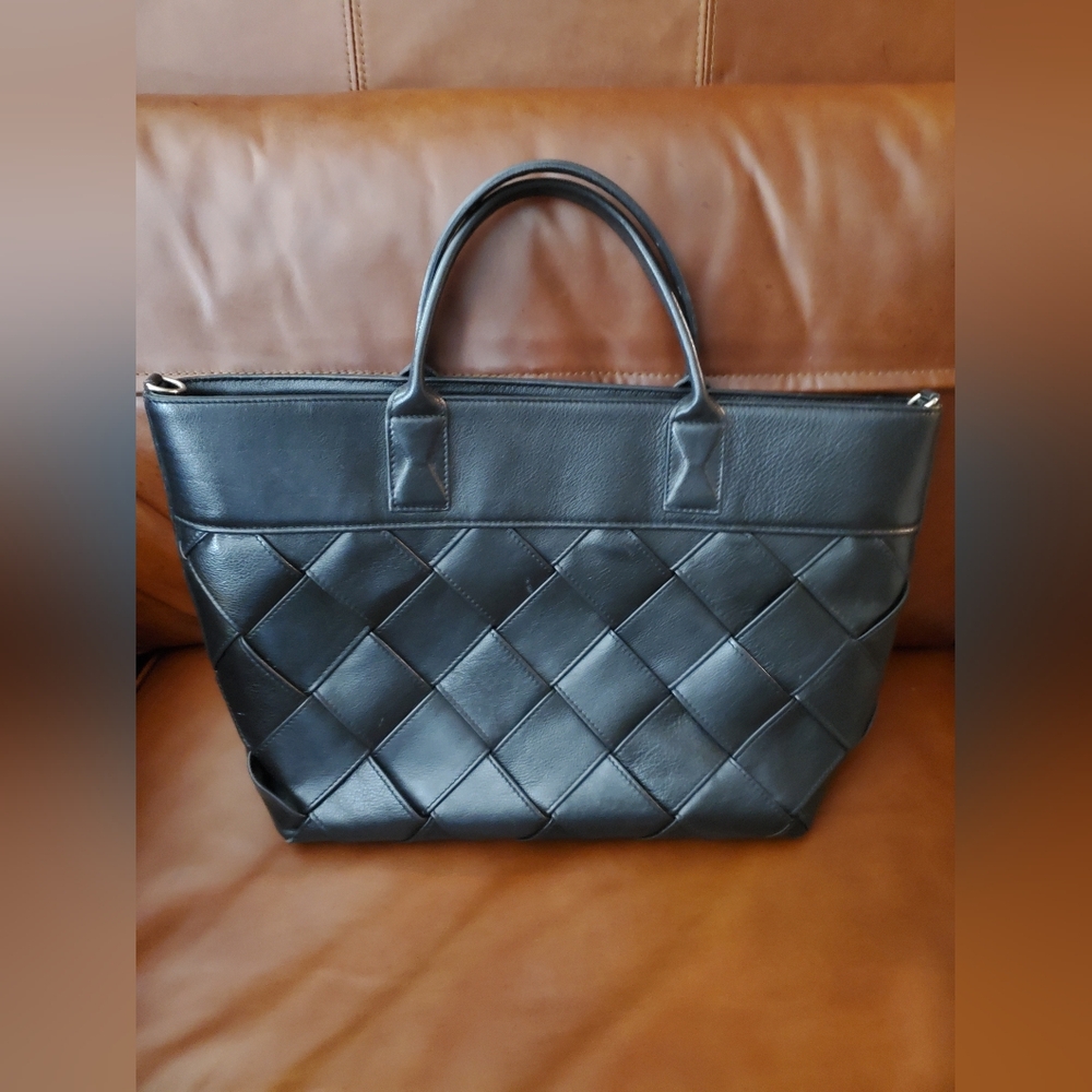 Pulicati Bag Black Italian Leather Tote  Handbag Purse No crossbody strap READ
